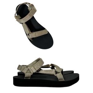 Teva Midform Universal Sandals Womens 11 Metallic Champagne Gold Black 1090969